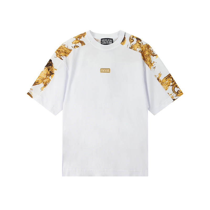 VERSACE JEANS COUTURE T Shirts Men's White Crew Neck Moderate Straight Fit