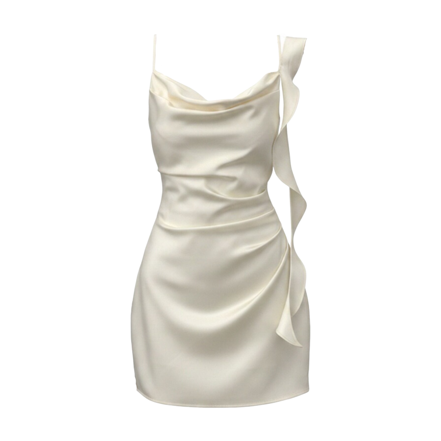FINDSME GAGA Slip Dresses Women's Apricot Light Yellow Camisole Thin Short Skirt Bodycon Skirt