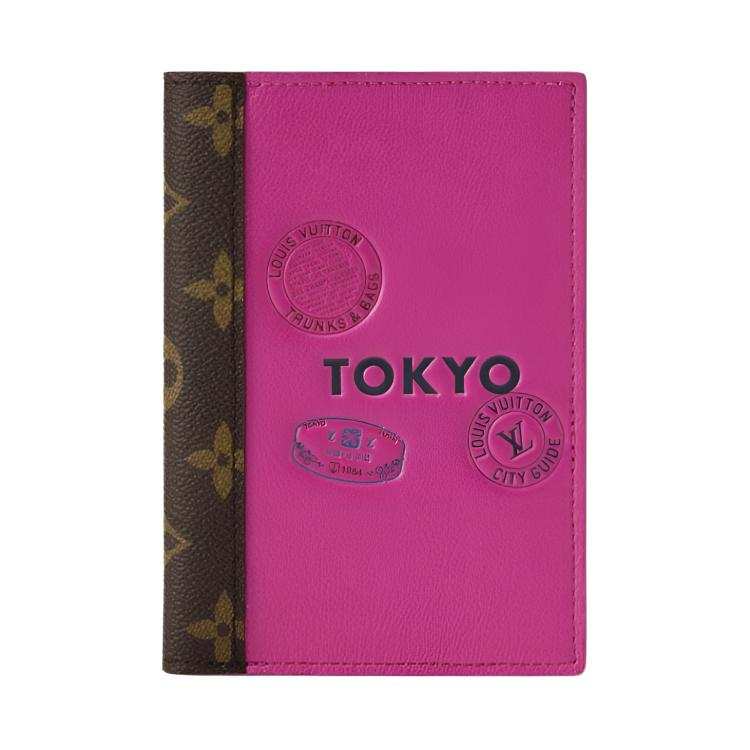 LOUIS VUITTON Cow Leather Passport Holder Women's Brown & Pink