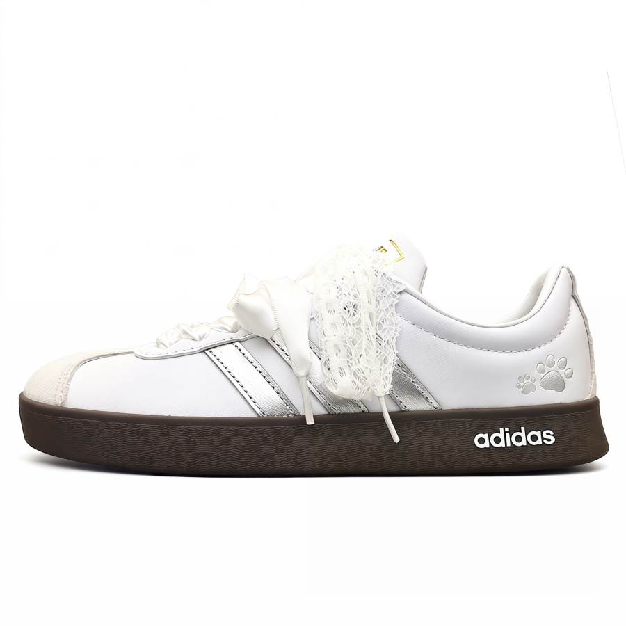 Adidas Adidas VL COURT 2.0 Skateboard Shoes Unisex Low Top Silvery White