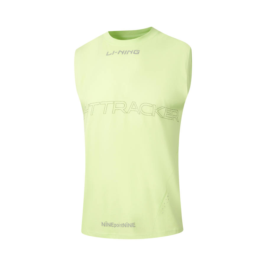 Li-Ning Li Ning Tank Tops Men's Butterfly Pink Green/Ivory Full Base Print Crew Neck Moderate Straight Fit