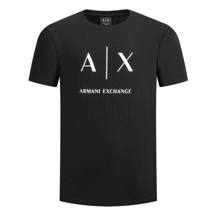 ARMANI EXCHANGE T Shirts Unisex Black Crew Neck Moderate Straight Fit