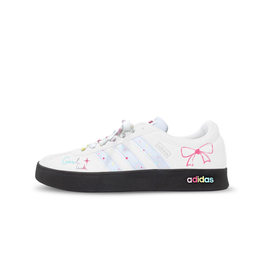 Adidas Adidas Vl Court Classic German Army Trainers Unisex Low Top Light Gray & Black Brown Pink Multicolor