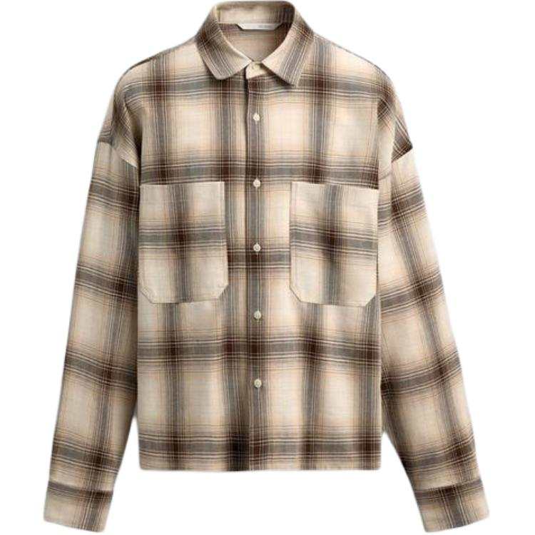 ZARA ZARA Shirts Men's Light Brown Lapel Moderate