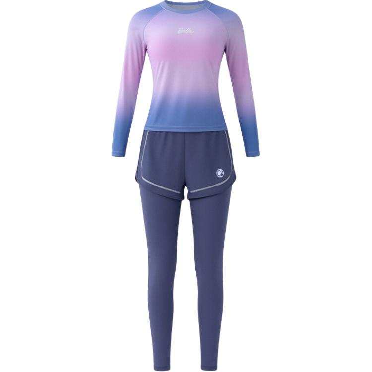 Barbie Two Piece Swimsuits Women's Smoky Powder Blue Crew Neck Moderate