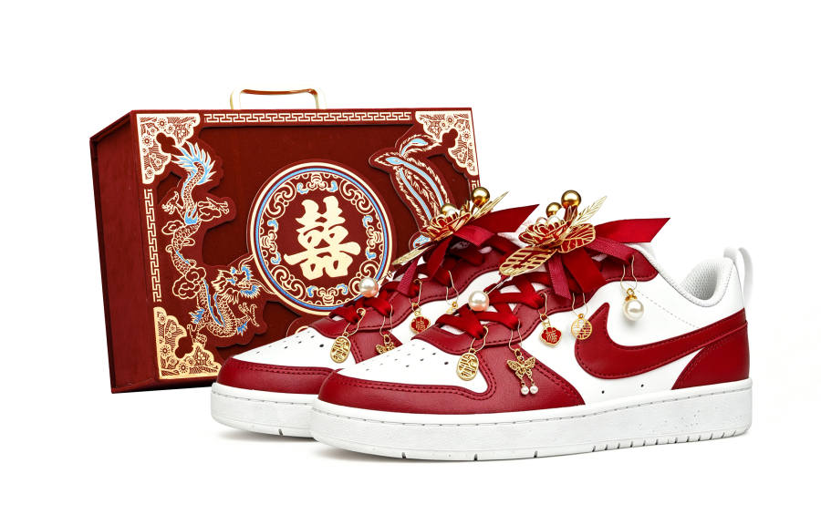 Nike Nike Court Borough Skateboard Shoes Women's Low Top Red Gold Colorway