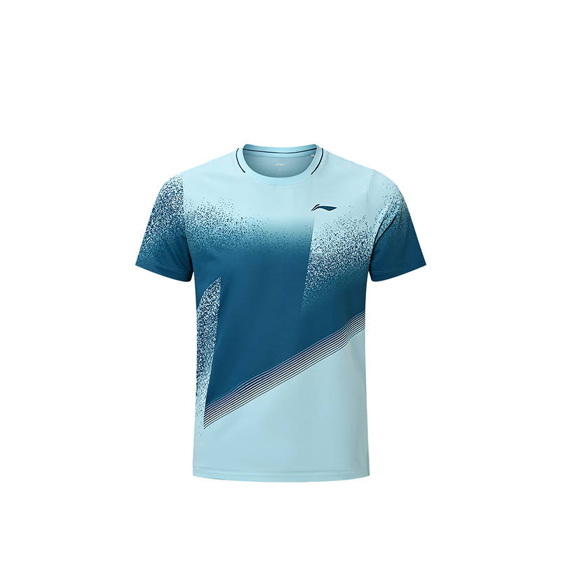 Li-Ning Li Ning T Shirts Unisex Ice Refreshing Blue Crew Neck Moderate Straight Fit