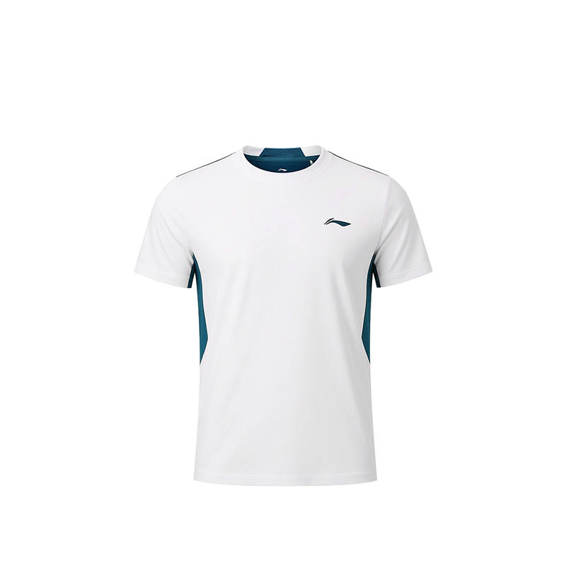 Li-Ning Li Ning T Shirts Unisex White Crew Neck Moderate Straight Fit