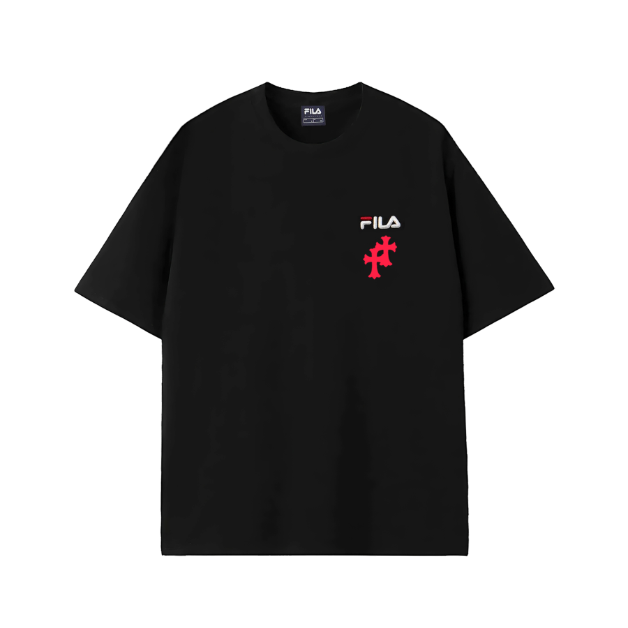 FILA T Shirts Unisex Black Crew Neck Moderate