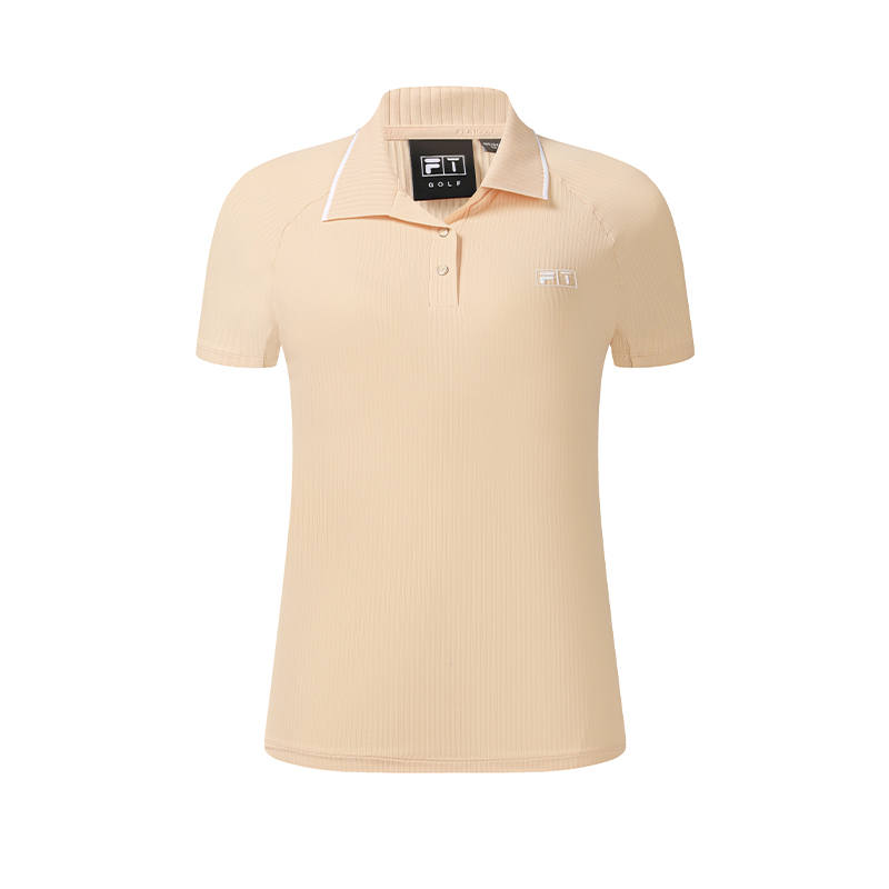 FILA Golf Polo Shirts Women's Light Apricot Orange Polo Collar Moderate Straight Fit
