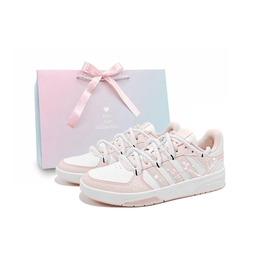 Adidas Adidas COURTBEAT Cherry Blossom Charm Synthetic Leather Slip Resistant Cushioning Abrasion Resistant Low top