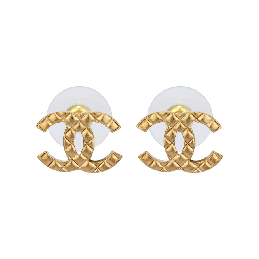 CHANEL Metal Stud Earrings Women's Gold