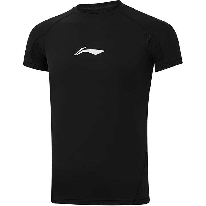 Li-Ning Li Ning Fitness Series Fitness Clothing Men's Black Crew Neck Moderate Straight Fit