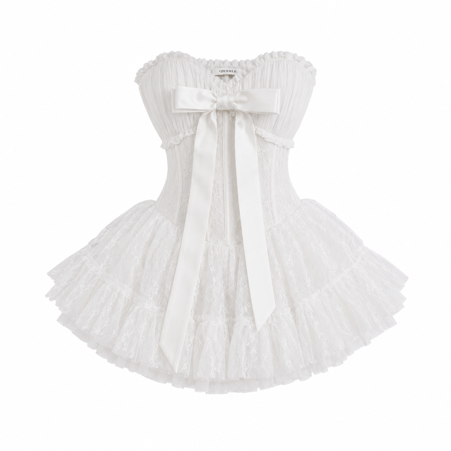 Qiuerle Sleeveless Dresses Women's Strapless Top Moderate Short Skirt