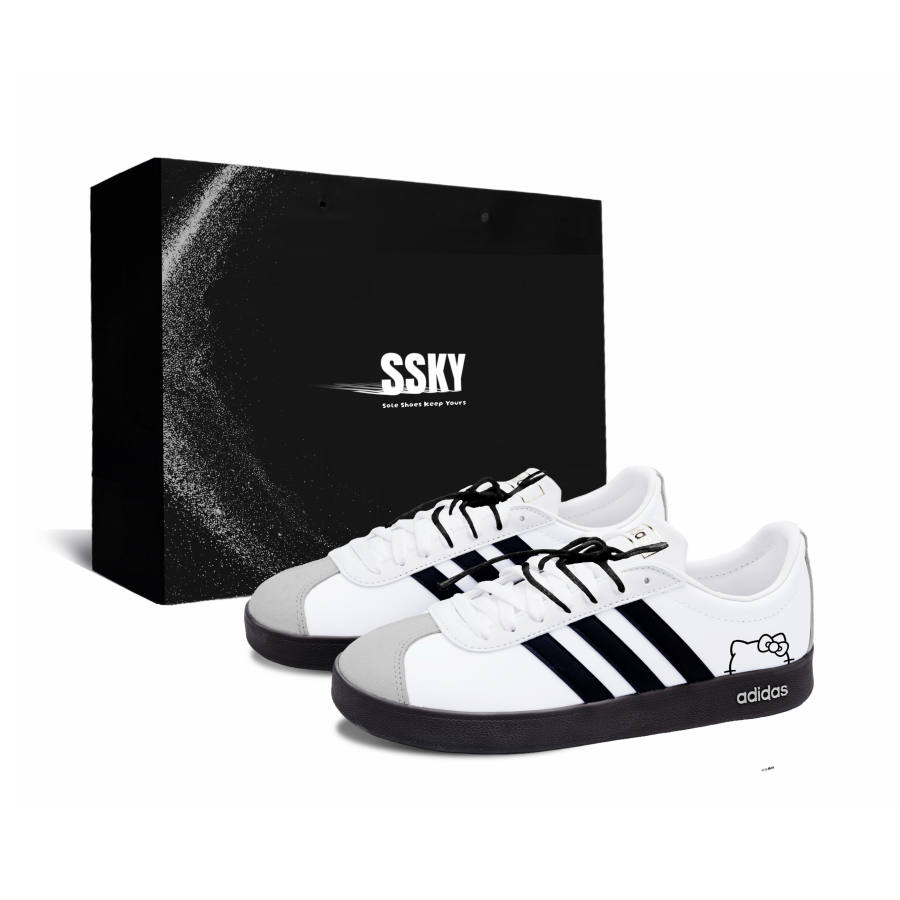 Adidas Adidas VL COURT 2.0 Skateboard Shoes Unisex Low Top Black/White/Gray