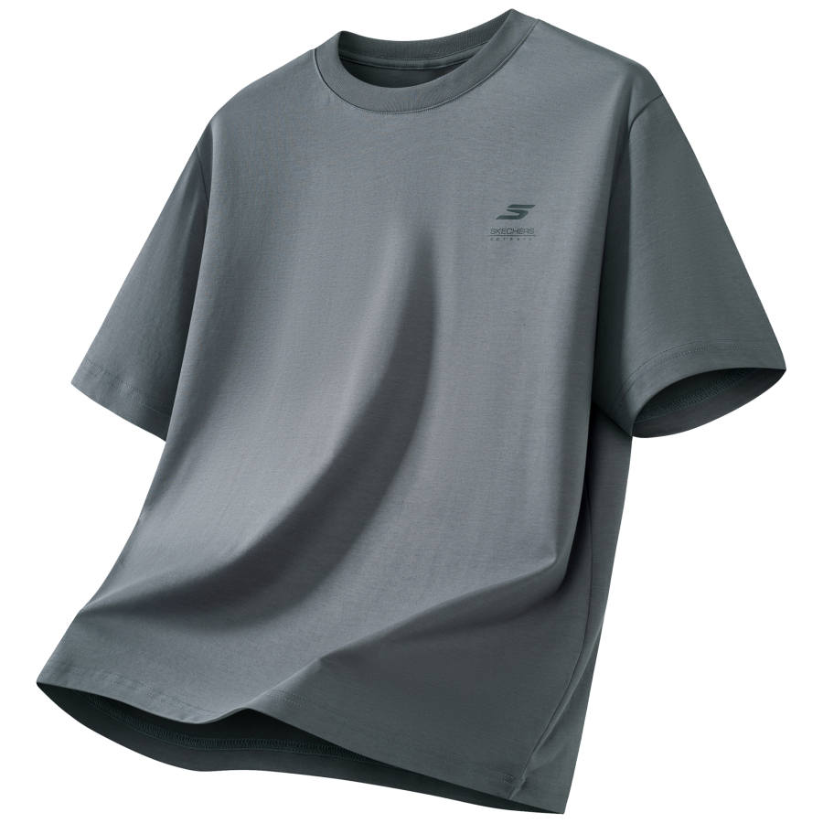 Skechers Comfortable Technology Collection T Shirts Unisex Lime Gray Crew Neck Moderate Straight Fit