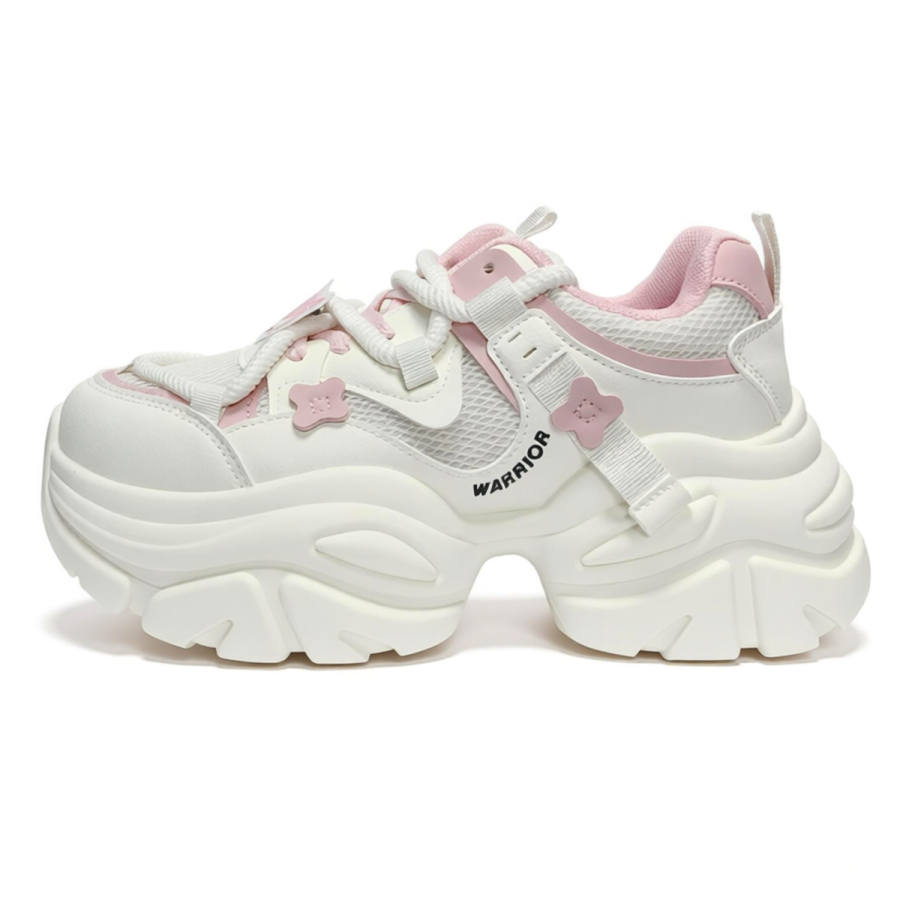 WARRIOR Chunky Sneakers Women's Low Top Beige Pink