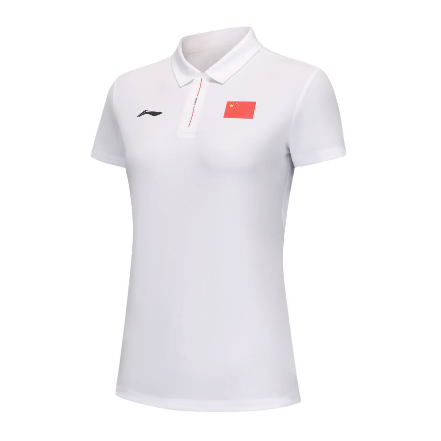 Li-Ning Li Ning Polo Shirts Women's Standard White Polo Collar Thin Straight Fit