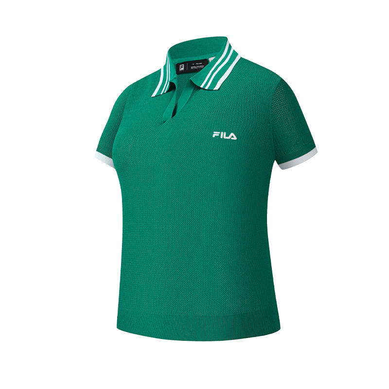 FILA Tennis Knitwear Women's Magic Green Polo Collar Moderate