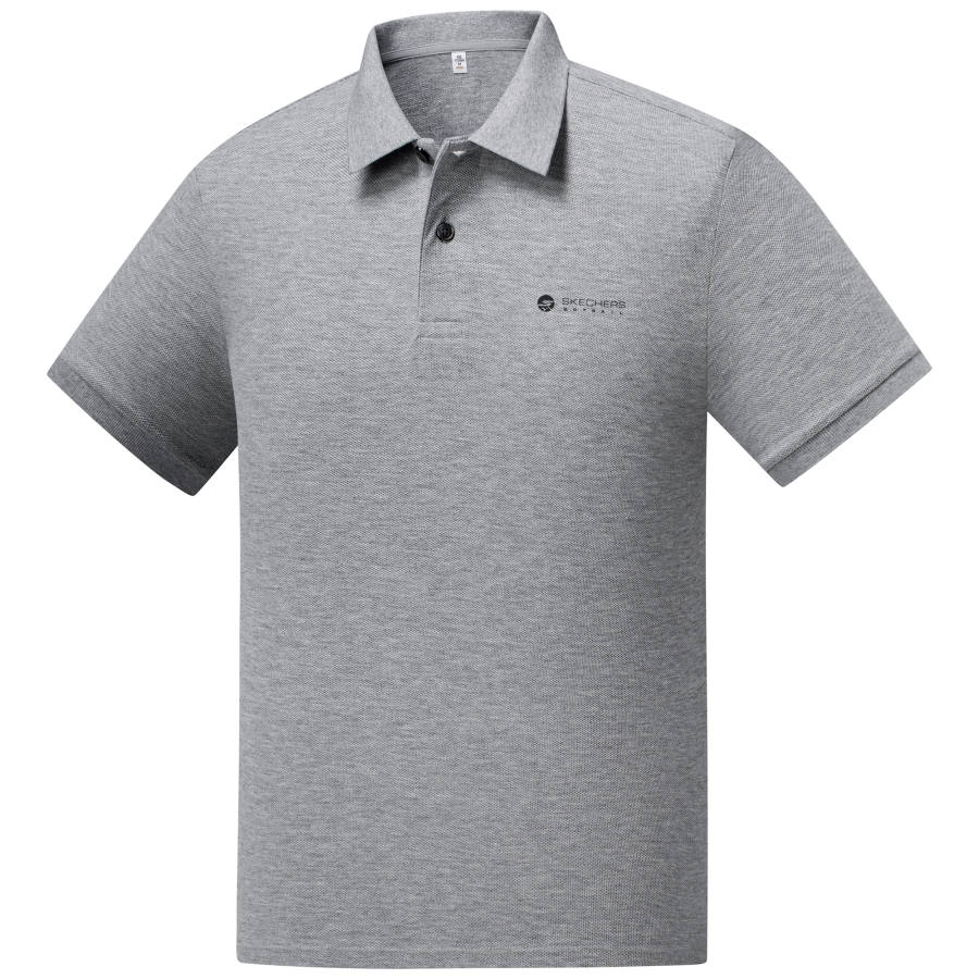 Skechers Classic Casual Collection Polo Shirts Men's Smoke Gray High Texture Polo Collar Moderate Straight Fit