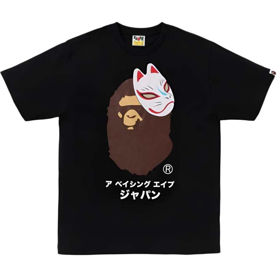 A BATHING APE Bape Japanese Fox Mask Tee