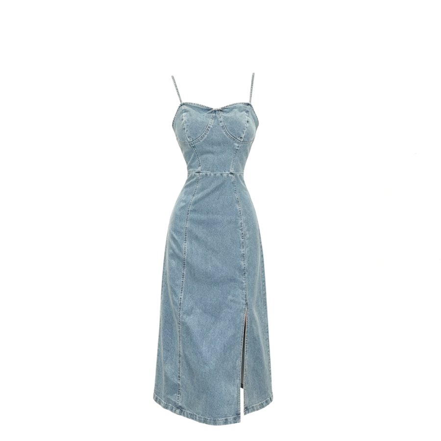 CPAURA Slip Dresses Women's Image Color Square Collar Moderate Long Skirt A Line Skirt