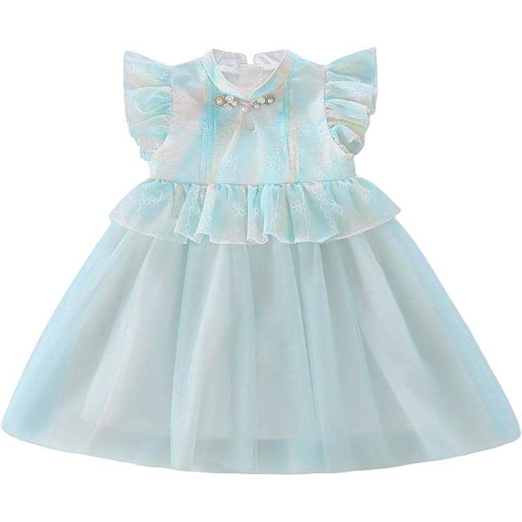 Disney Pre School Dresses Mandarin Collar Thin Short Skirt Non Stretch