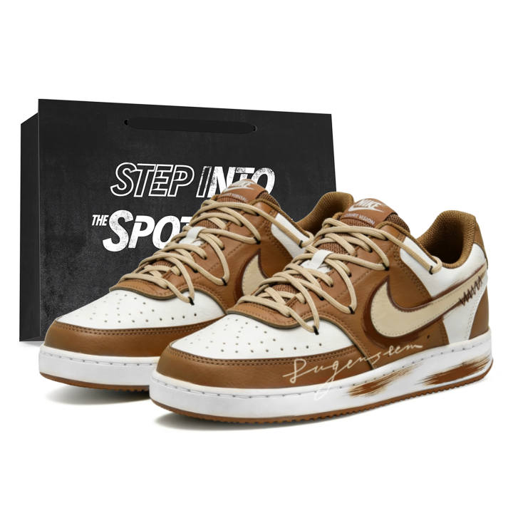 Nike Nike Court Vision Skateboard Shoes Women's Low Top White Brown