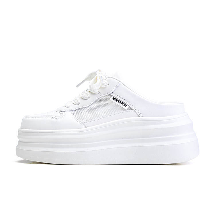 WARRIOR Skateboard Shoes Women's Low Top White Black Hidden Wedge