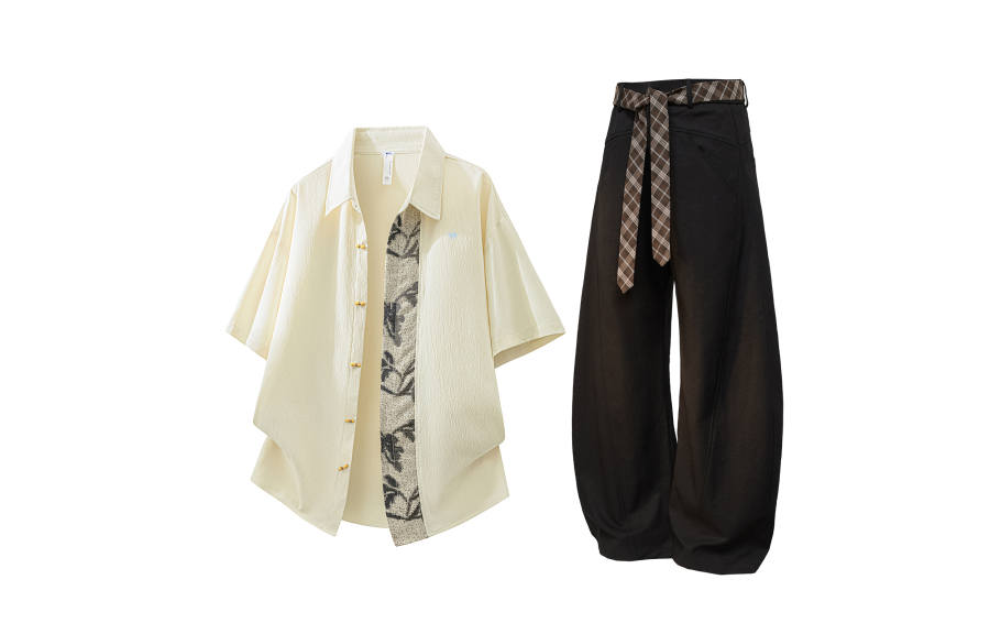 WARRIOR WARRIOR Shirt Matching Sets Unisex Lapel Thin