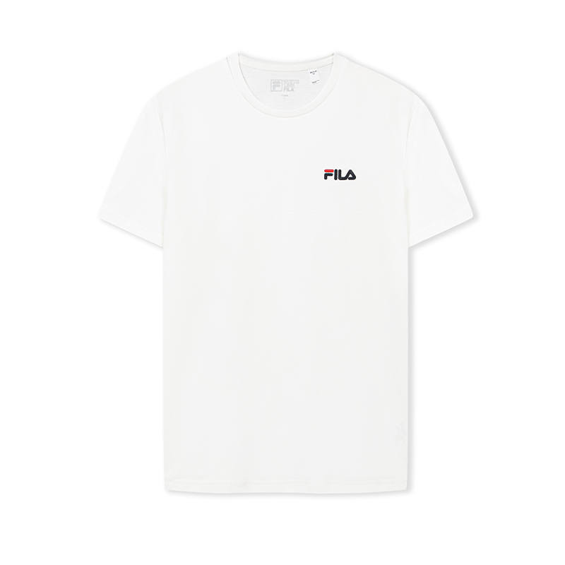 FILA ORIGINALE T Shirts Men's Cloud White Crew Neck Moderate Straight Fit