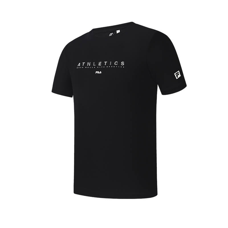 FILA Fitness T Shirts Men's Jet Black Crew Neck Moderate Straight Fit