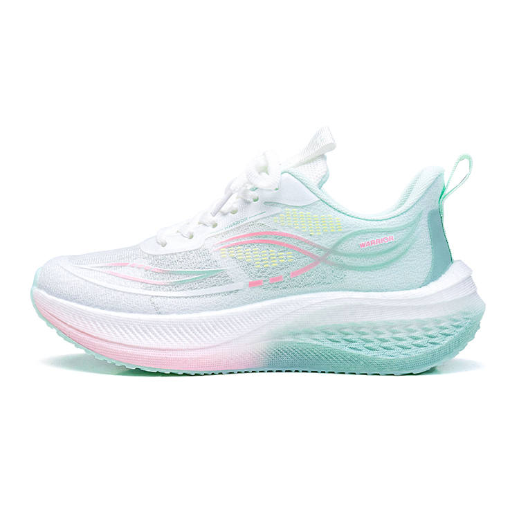 WARRIOR Running Shoes Women's Low Top White Green Pink Unlined Mesh