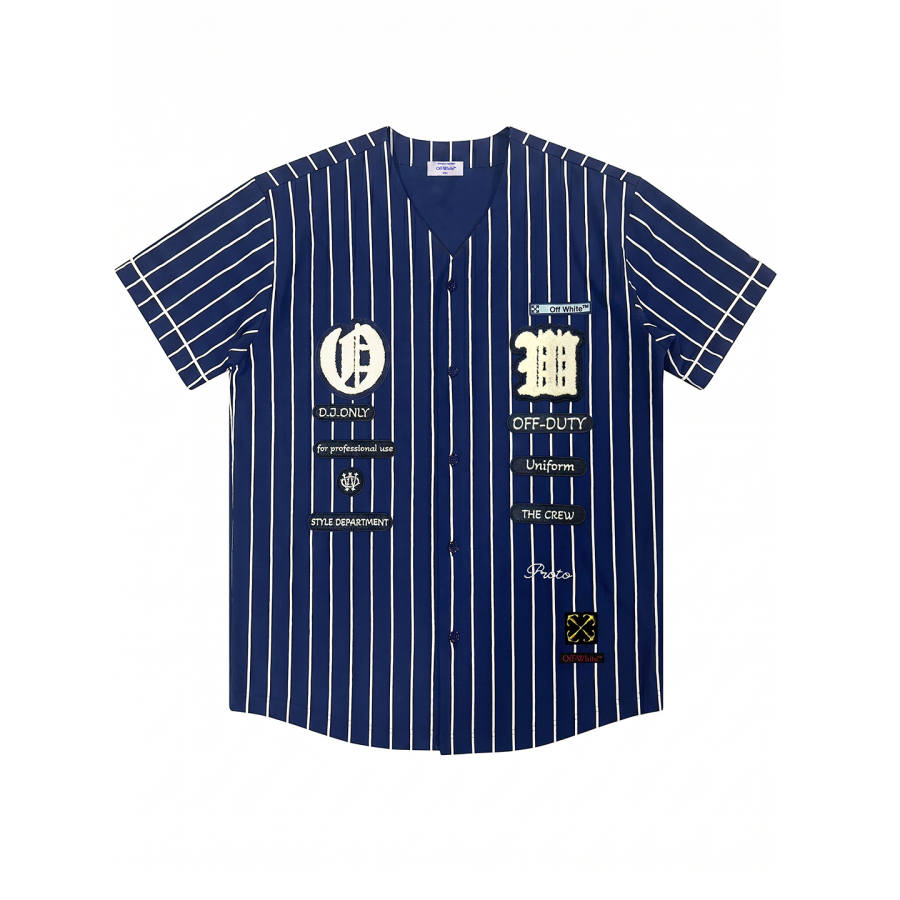 OFF-WHITE OFF WHITE Shirts Unisex Navy Blue V Neck Moderate