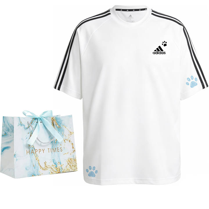 Adidas Adidas T Shirts Unisex White Blue Diamond Random Shopping Bag Crew Neck Moderate