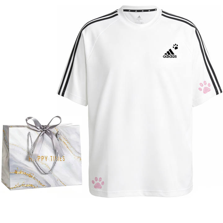 Adidas Adidas T Shirts Unisex White Pink Diamond Random Shopping Bag Crew Neck Moderate