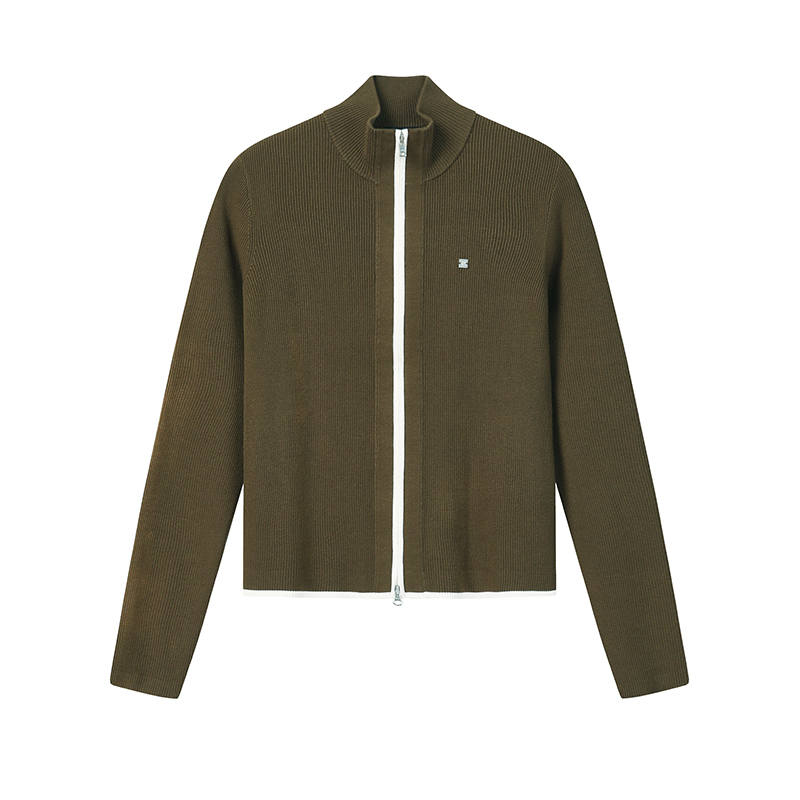 FILA WHITE Knitwear Women's Valley Umber Stand Collar Moderate