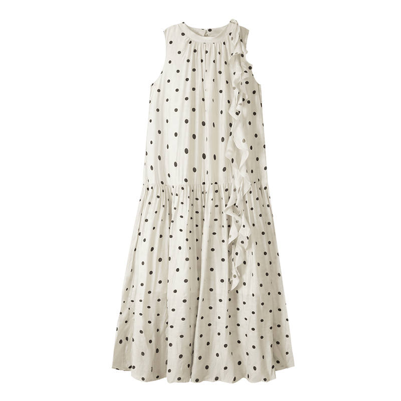 XIANGYING Sleeveless Dresses Women's Polka Dot Moderate