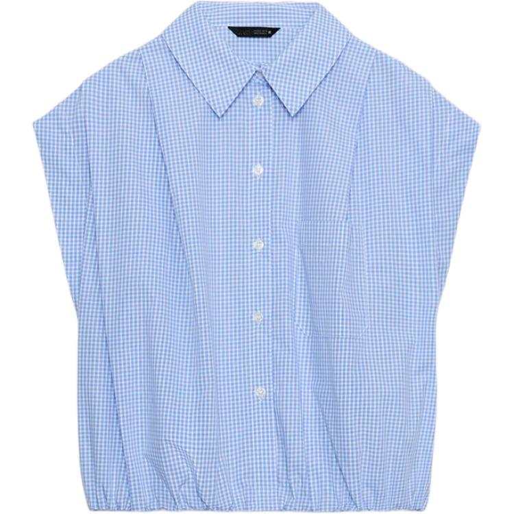 ZARA Shirts Women's Blue/White Lapel