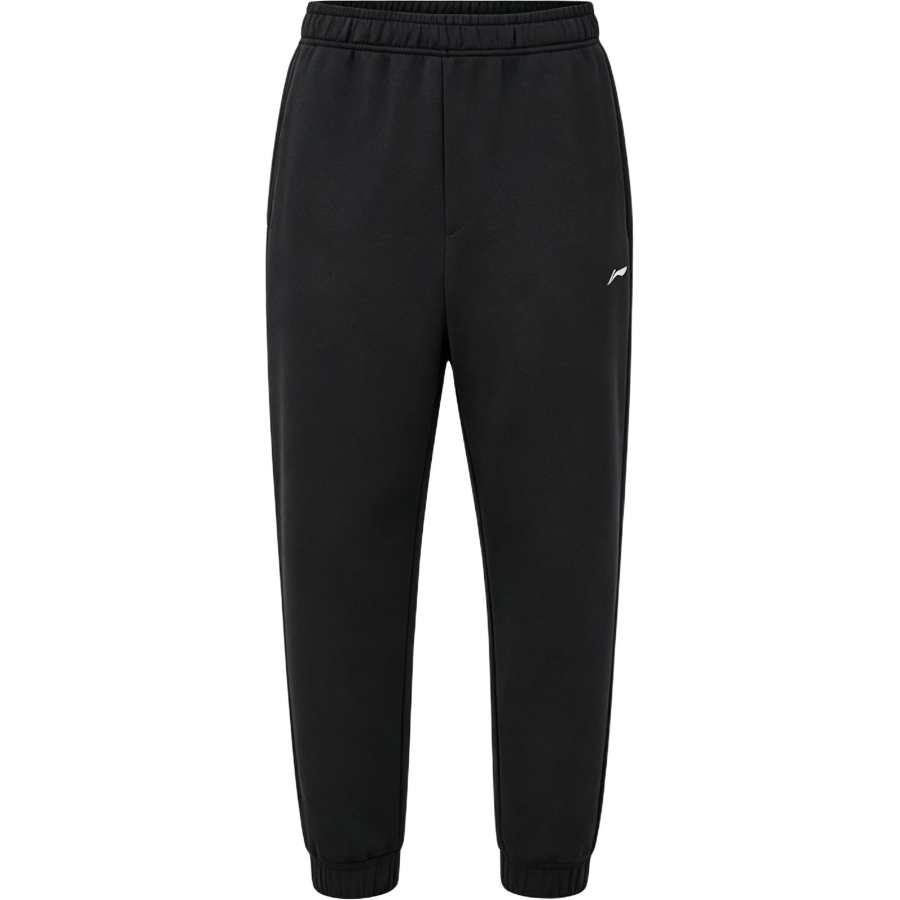 Li-Ning Li Ning Knitted Sweatpants Men's Black Sandwich Fabric Moderate Cuffed Pants
