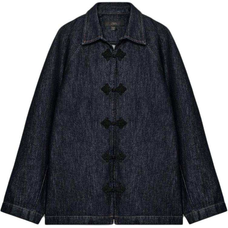 ZARA ZW Denim Jackets Women's Blue Lapel Moderate