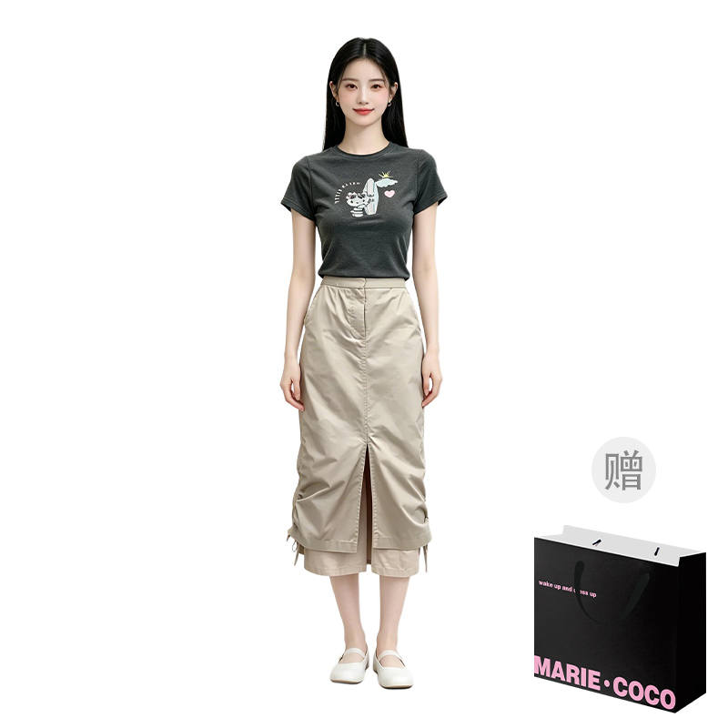 MARIE·COCO Two Piece Skirt Sets Women's Crew Neck Moderate Midi Skirt