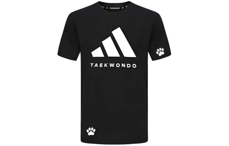 Adidas Adidas Taekwondo T Shirts Unisex Black White Crew Neck Moderate