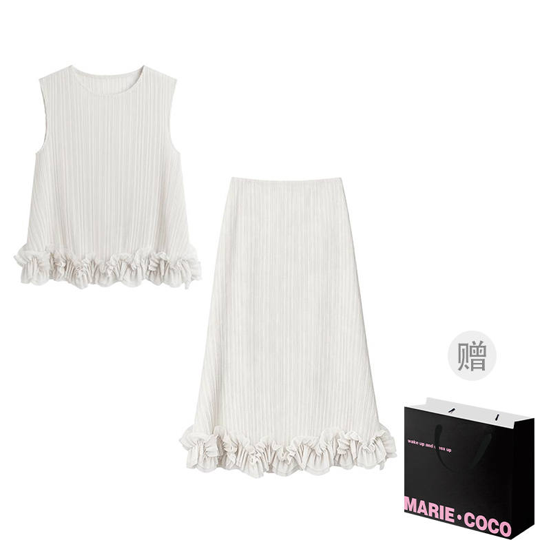 MARIE·COCO Two Piece Skirt Sets Women's Crew Neck Moderate Long Skirt