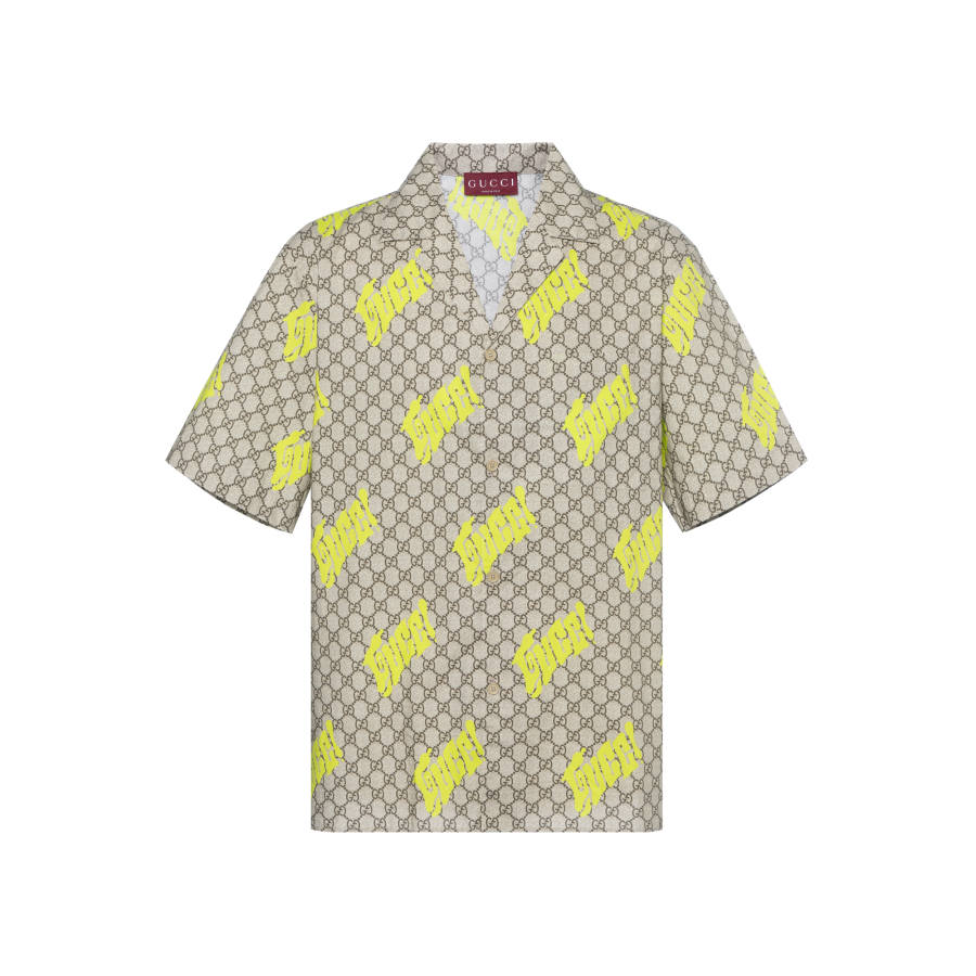 GUCCI Printed Cotton Poplin Bowling Shirt