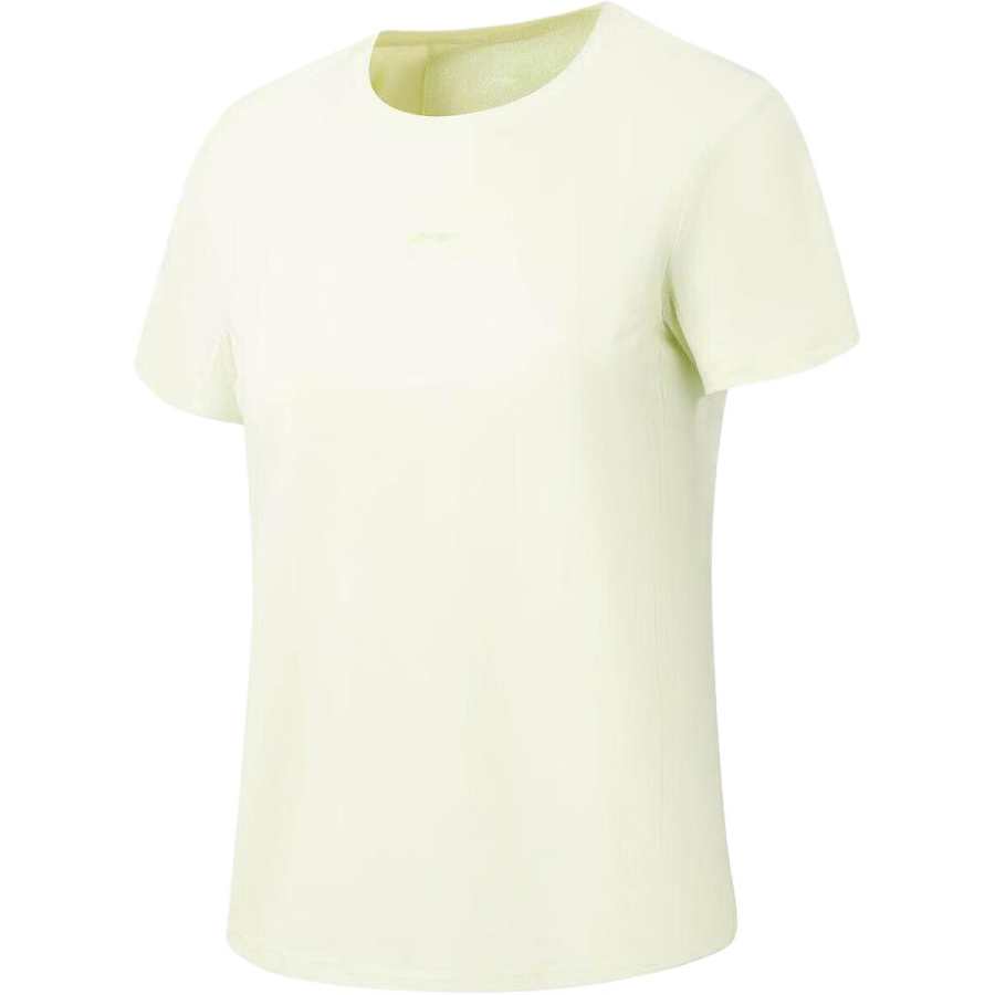 Li-Ning Li Ning T Shirts Men's White Jade Green Crew Neck Moderate Straight Fit