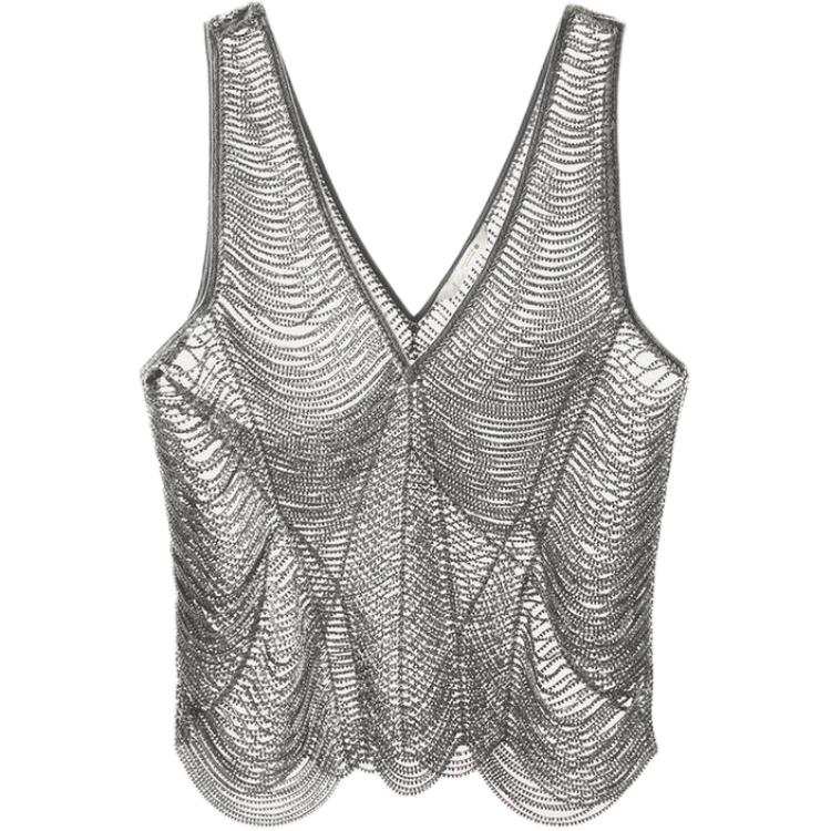 ZARA ZW Tank Tops Women's Silver Other