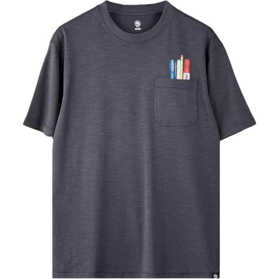 Li-Ning Li Ning T Shirts Men's Black Pine Gray Crew Neck Moderate Straight Fit