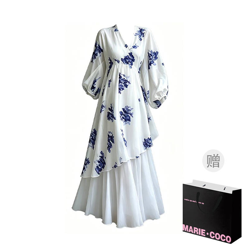 MARIE·COCO Two Piece Skirt Sets Women's V Neck Moderate Long Skirt