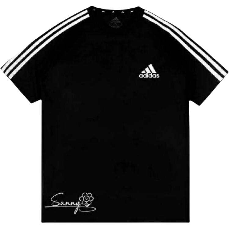 Adidas Adidas Football T Shirts Unisex Black Crew Neck Thin Straight Fit